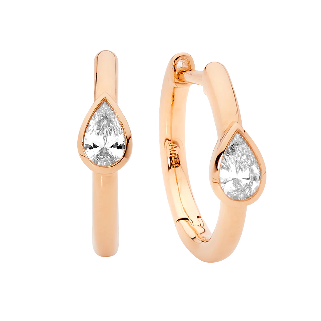 Tear Drop Cut Diamond Gold Petite Hoop