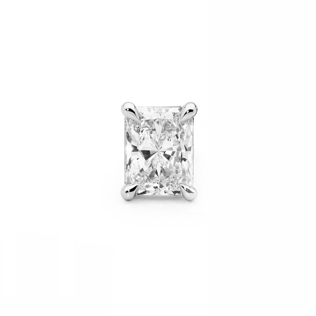 Radiant Cut 2 Claw Set Diamond Stud Earrings