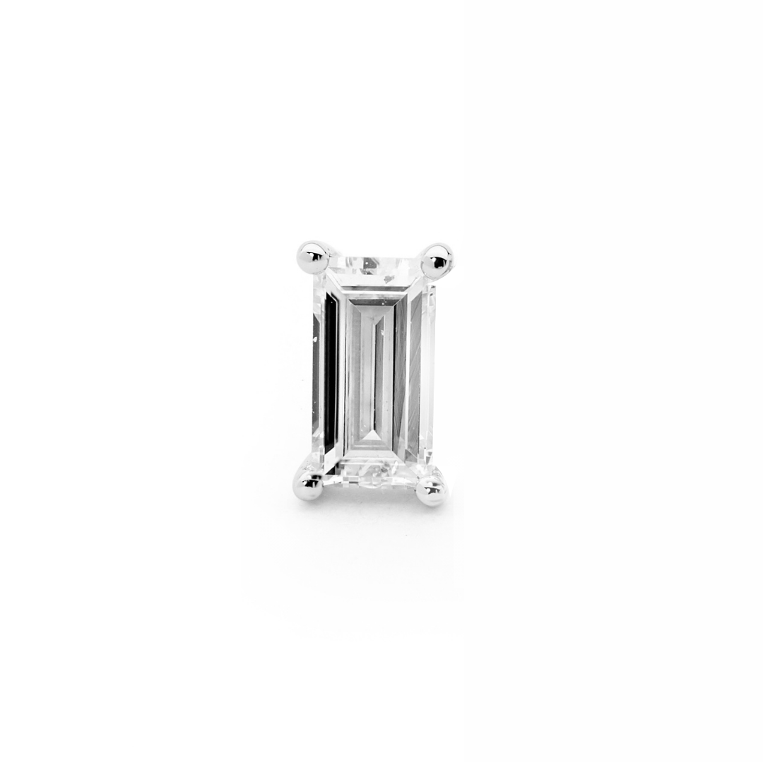 4 Claw Emerald Cut Diamond Stud Earrings
