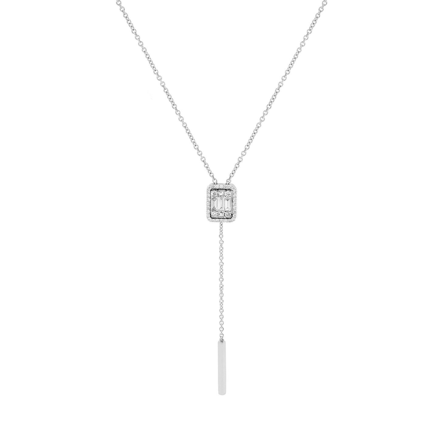 Art Deco Diamond Drop Necklace with Gold Pull Bar