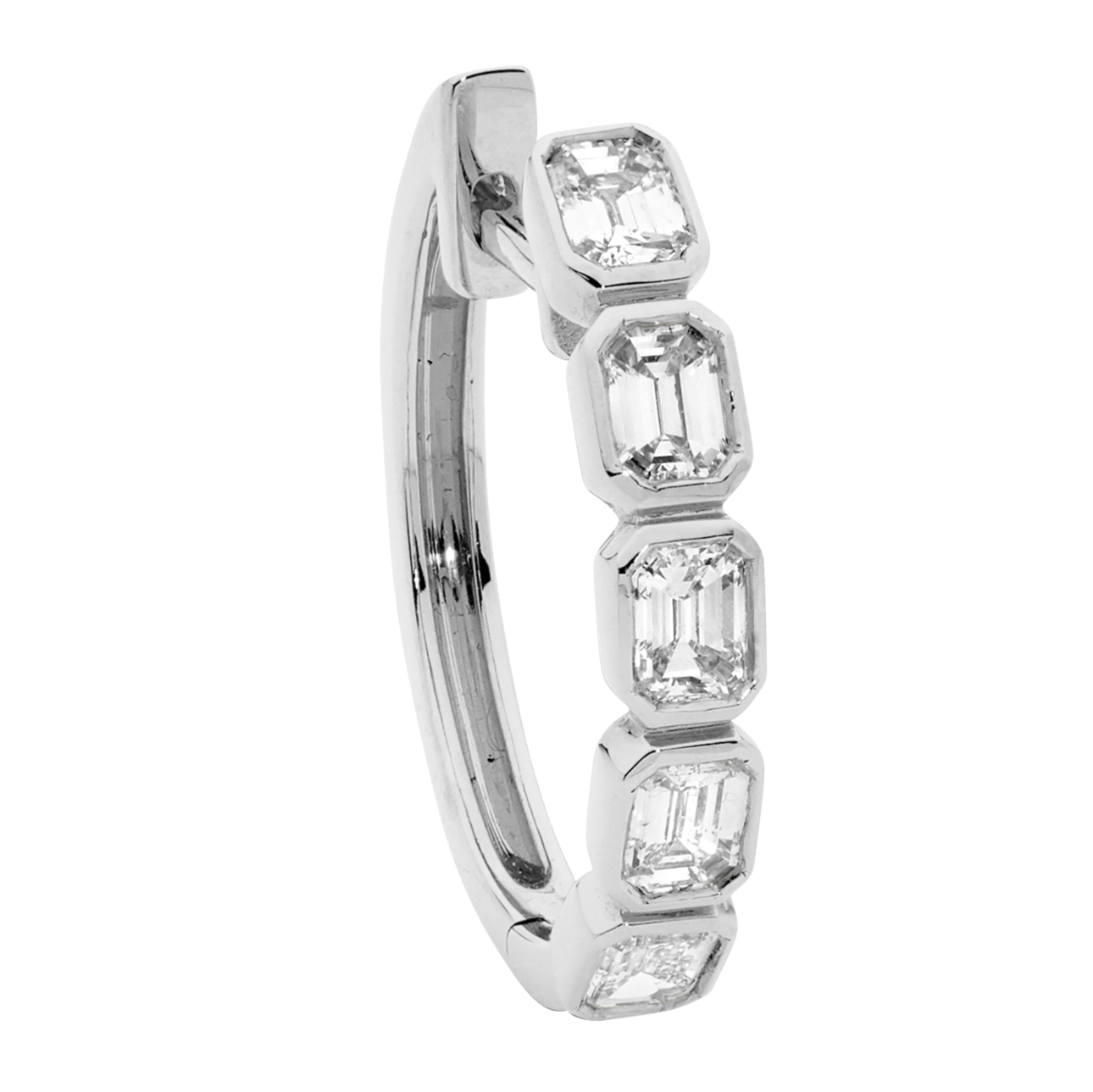 Emerald Cut Small Diamond Hoops