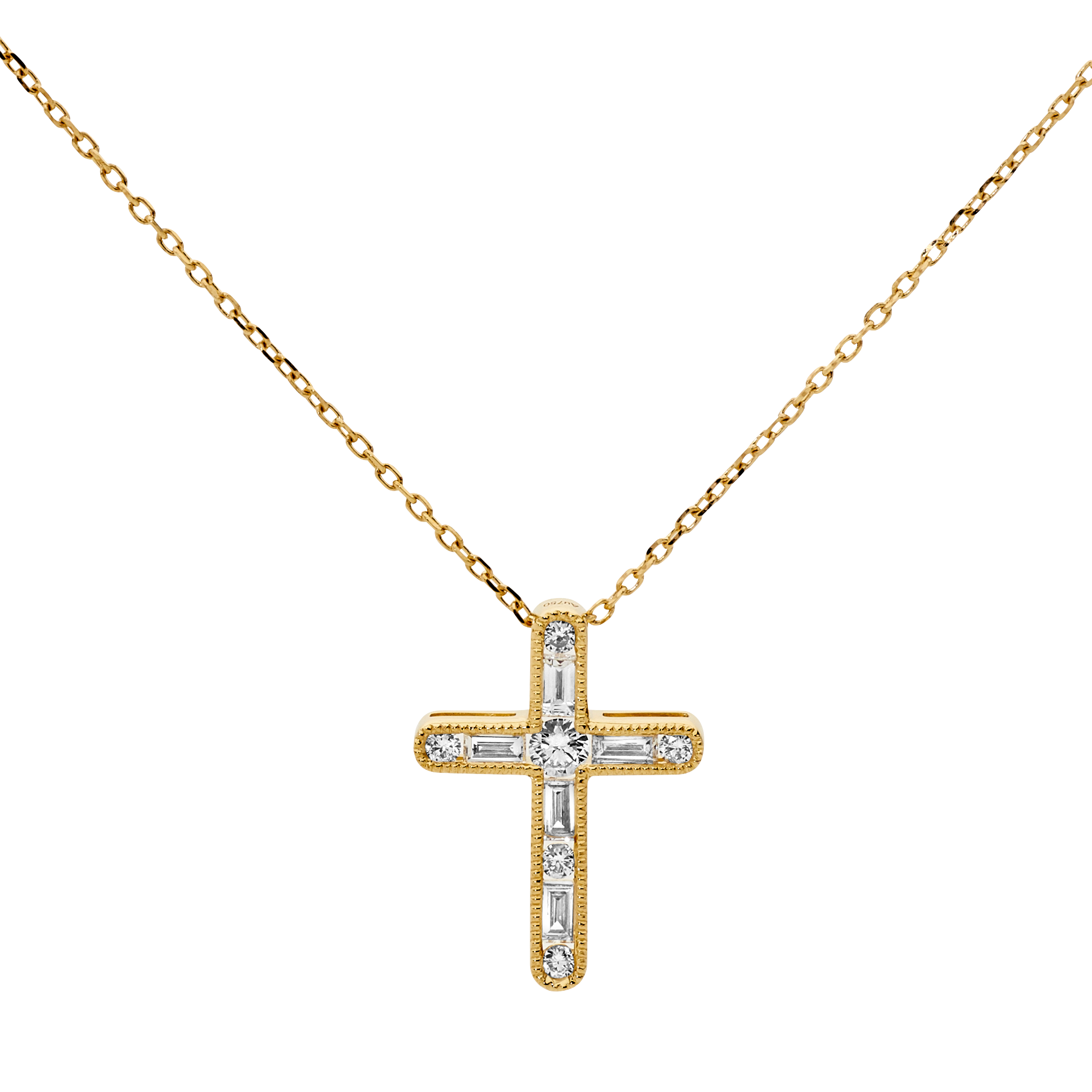 Baguette Brilliant Cut Diamond Cross and Chain – House of K'dor