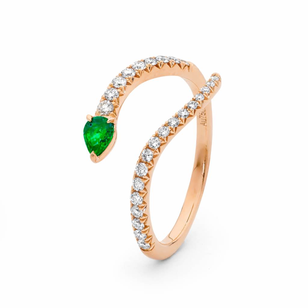 Pear Shape Emerald & Diamond Ring