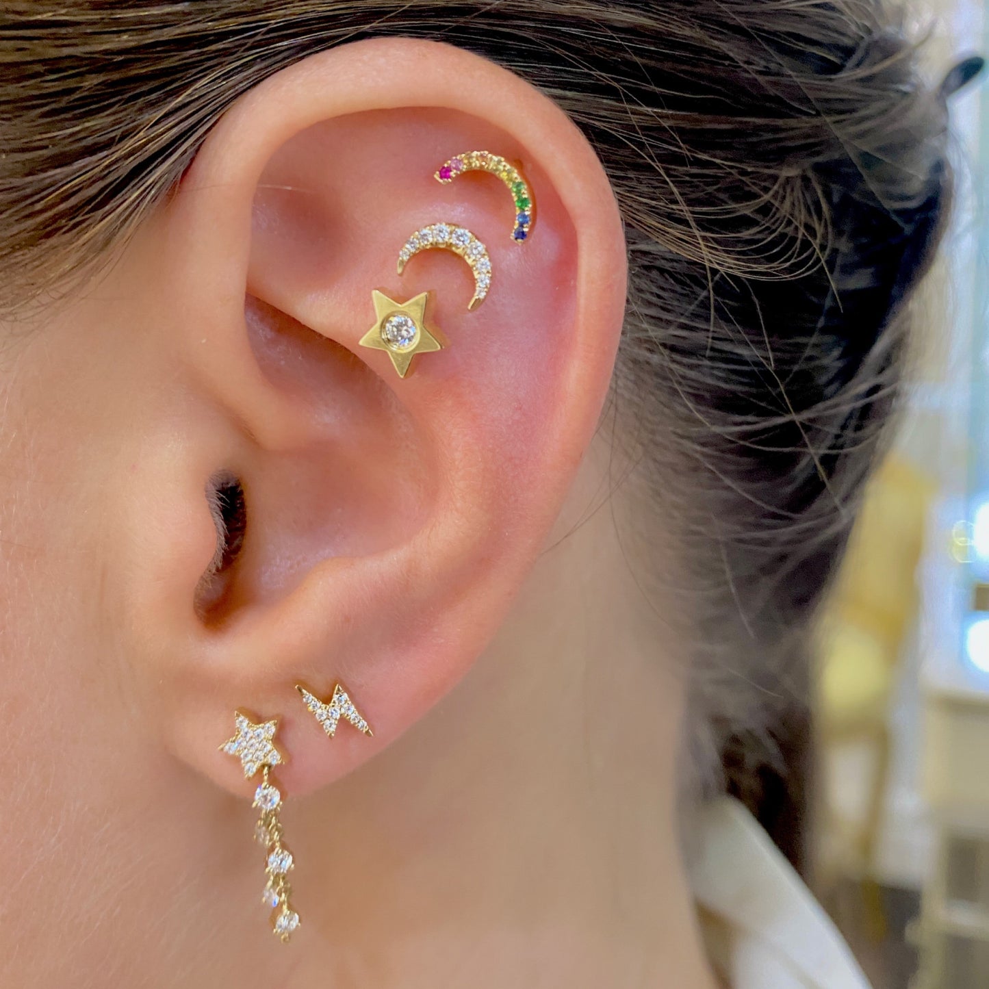 Stardust Drop Chain Earrings