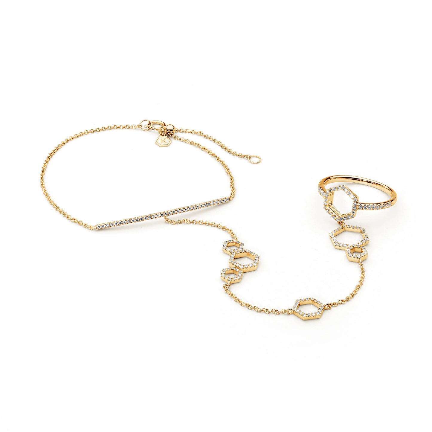 Diamond Hexagon Hand Chain Jewel