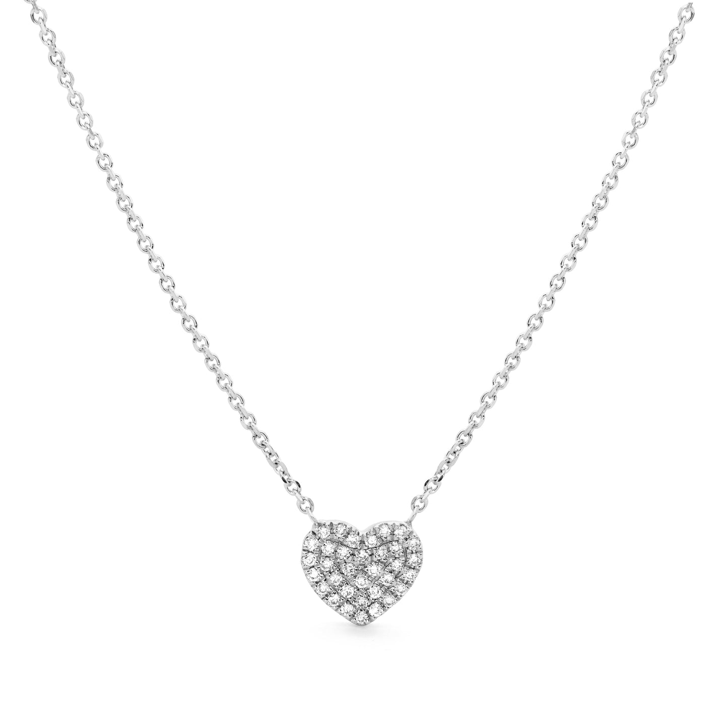 Love Heart Pave Diamond Chain Necklace