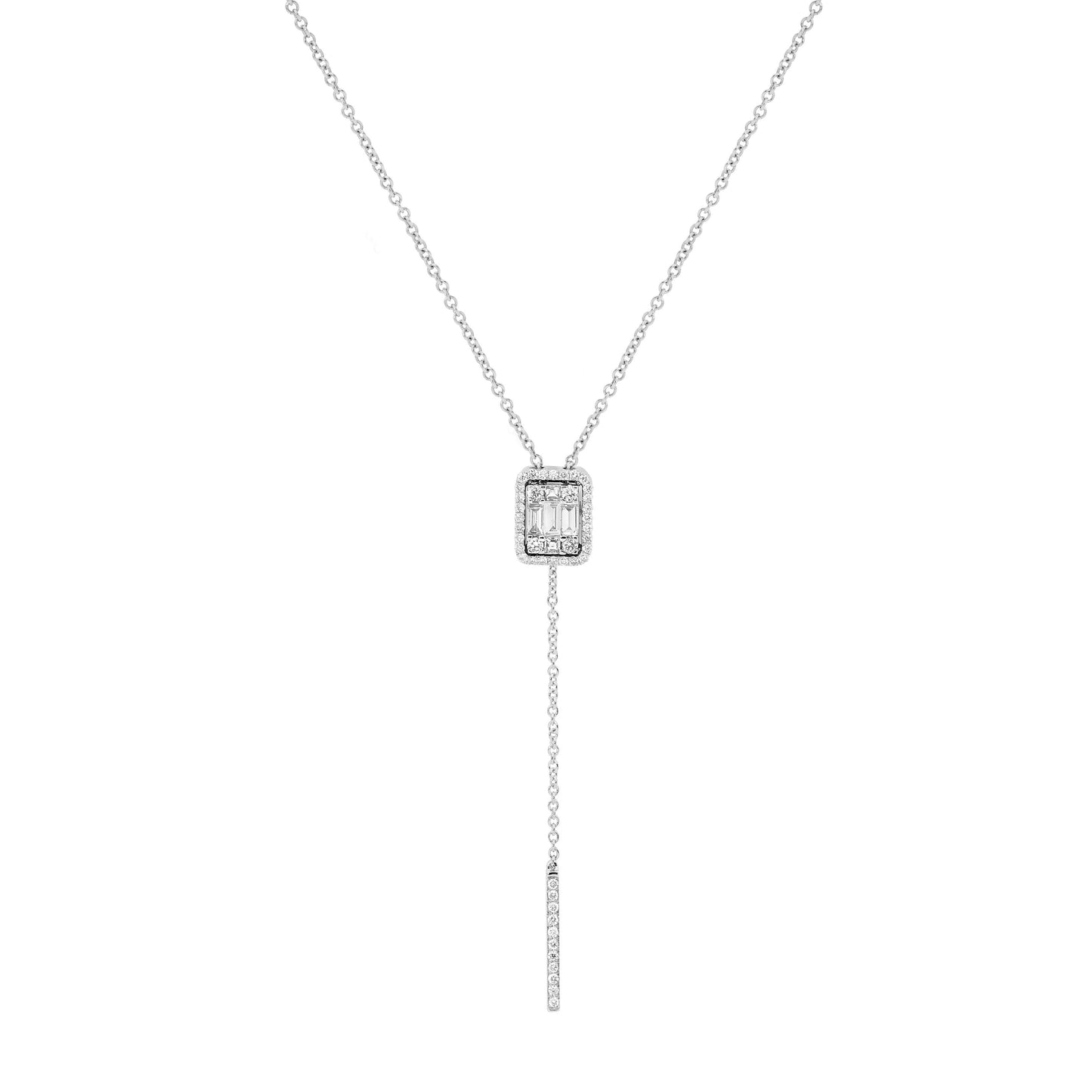 Art Deco Diamond Drop Necklace with Diamond Pull Bar