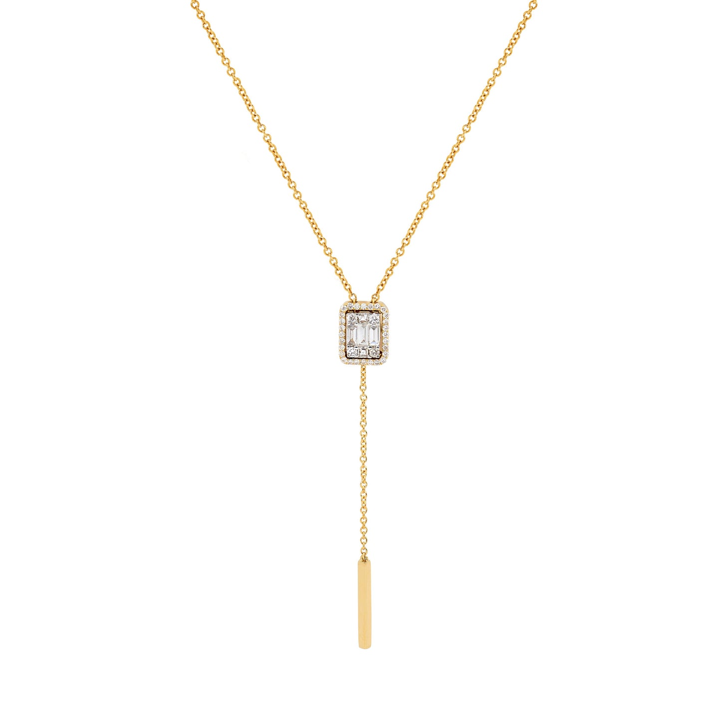 Art Deco Diamond Drop Necklace with Gold Pull Bar