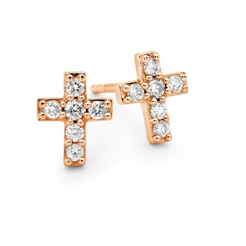 Diamond Cross Studs