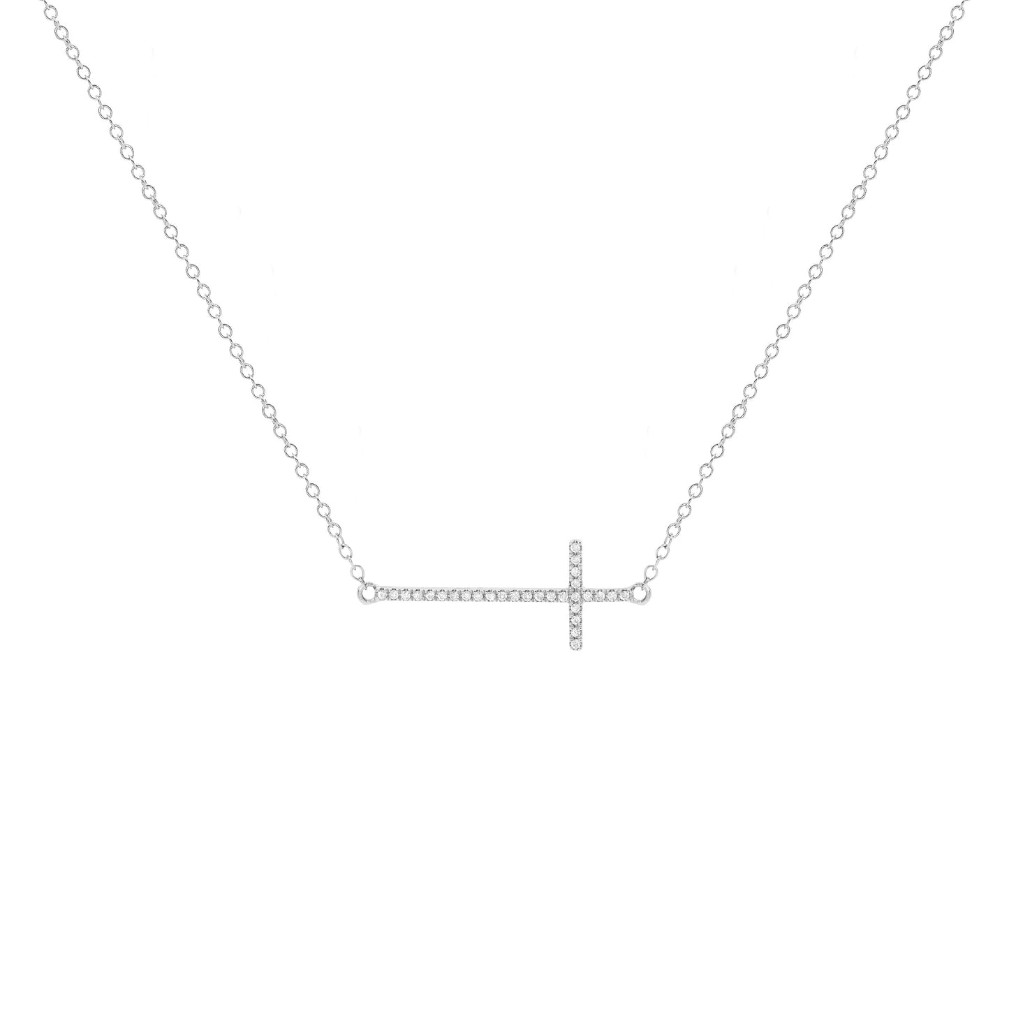 Reclining Cross Diamond Necklace