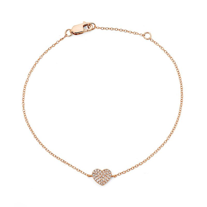 Love Heart Pave Diamond Chain Bracelet