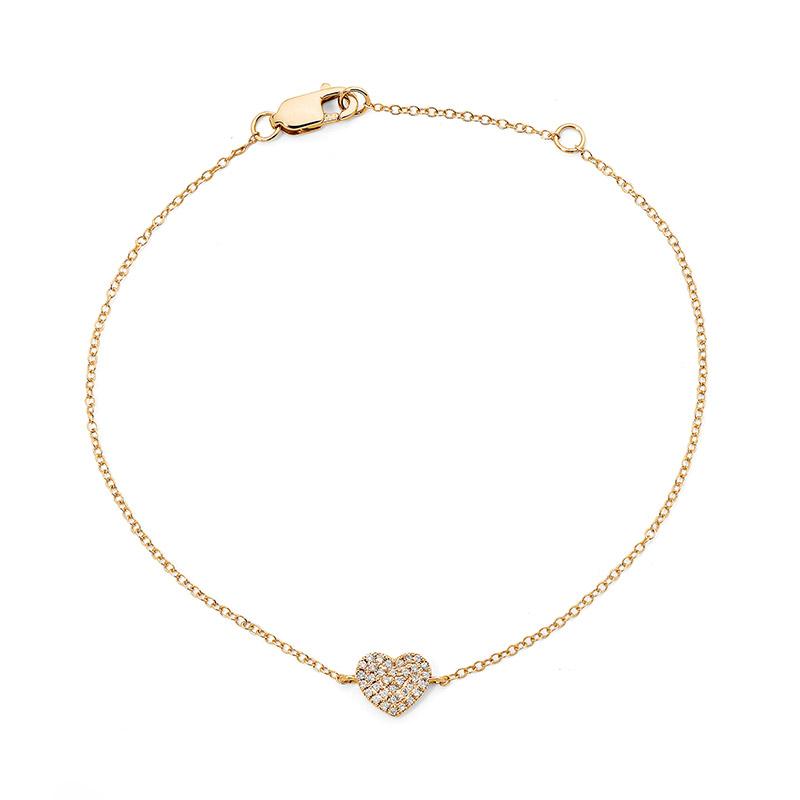Love Heart Pave Diamond Chain Bracelet
