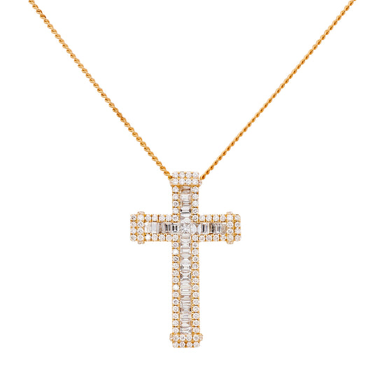 Baguette Diamond Latin Cross Pendant