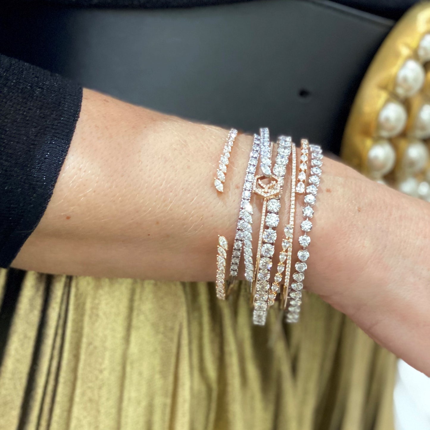 Marquise Diamond Open Cuff Bangle