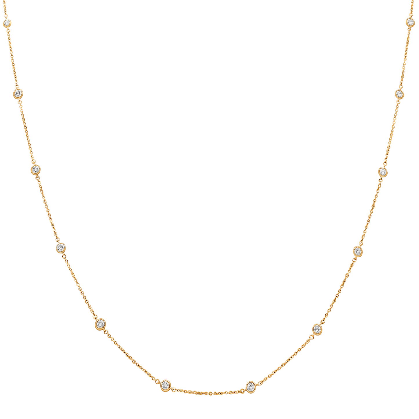 18K Gold Chain with Bezel-Set Diamonds