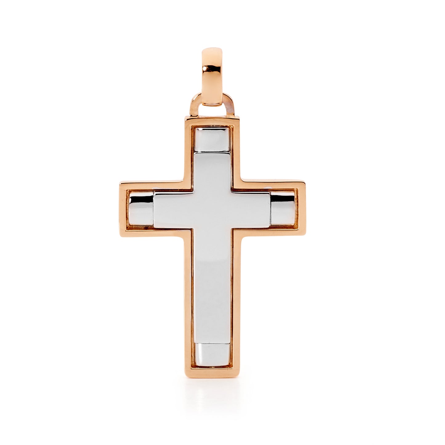 Elongated Framed Two-Tone Latin Gold Cross
