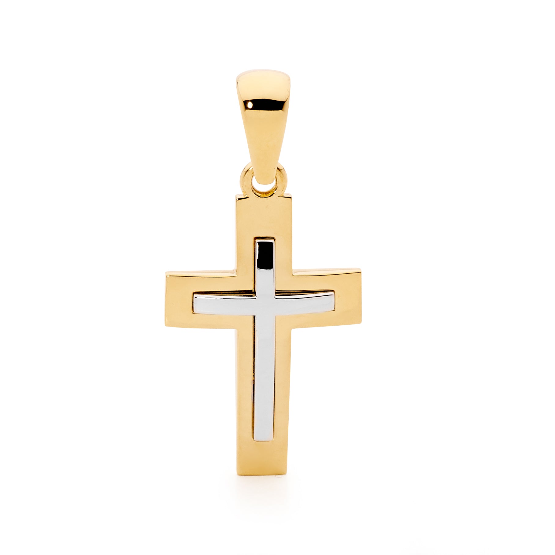 Fine Two-Tone Latin Cross 18k Gold Men’s Cross Pendant