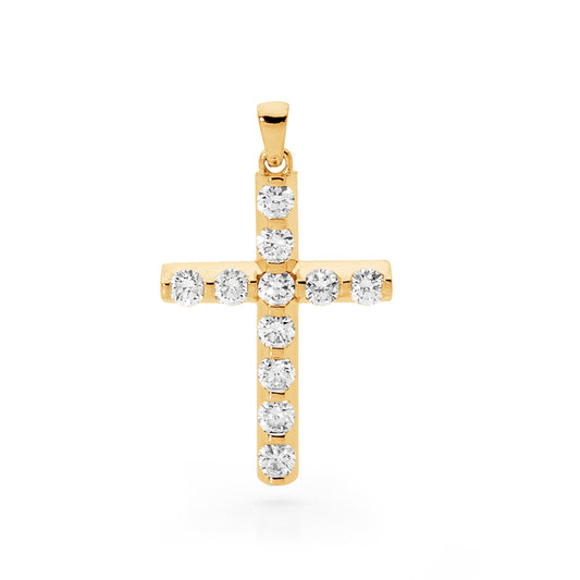Solid Gold & Diamond Cross Pendant