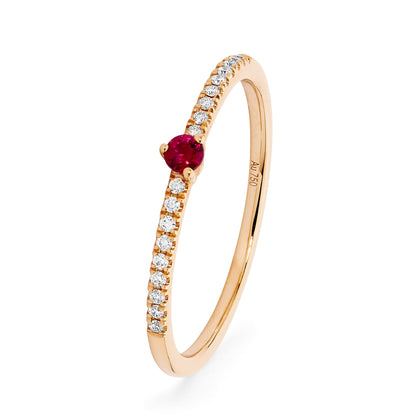Petite Diamond Ruby Fine Ring white gold