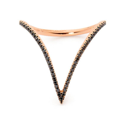 Oblique Thin Black Diamond Ring