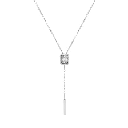 Art Deco Diamond Drop Necklace with Gold Pull Bar