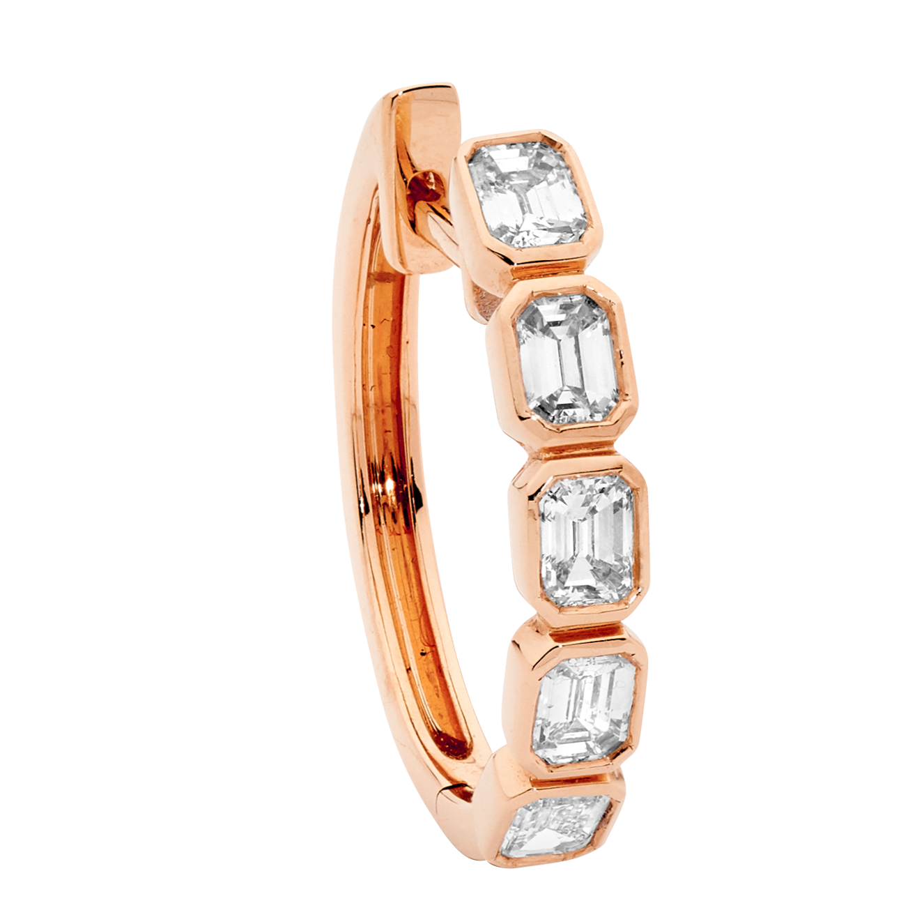 Emerald Cut Small Diamond Hoops