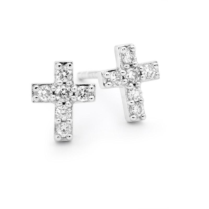 Diamond Cross Studs
