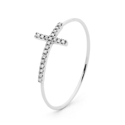 Gold and Diamond Cross Ring
