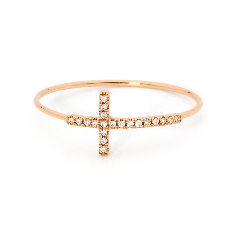 Gold and Diamond Cross Ring