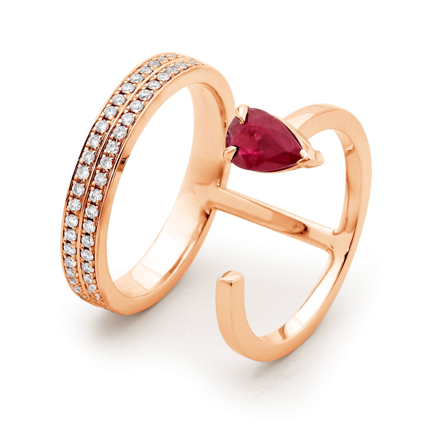 Modern Ruby & Diamond Statement Ring