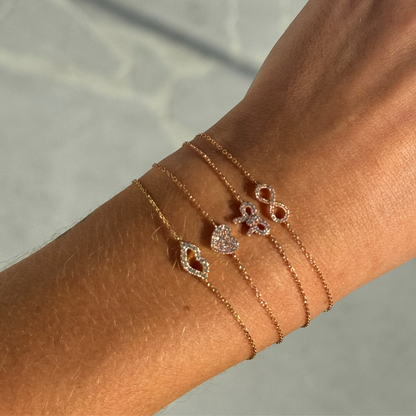 Love Heart Pave Diamond Chain Bracelet