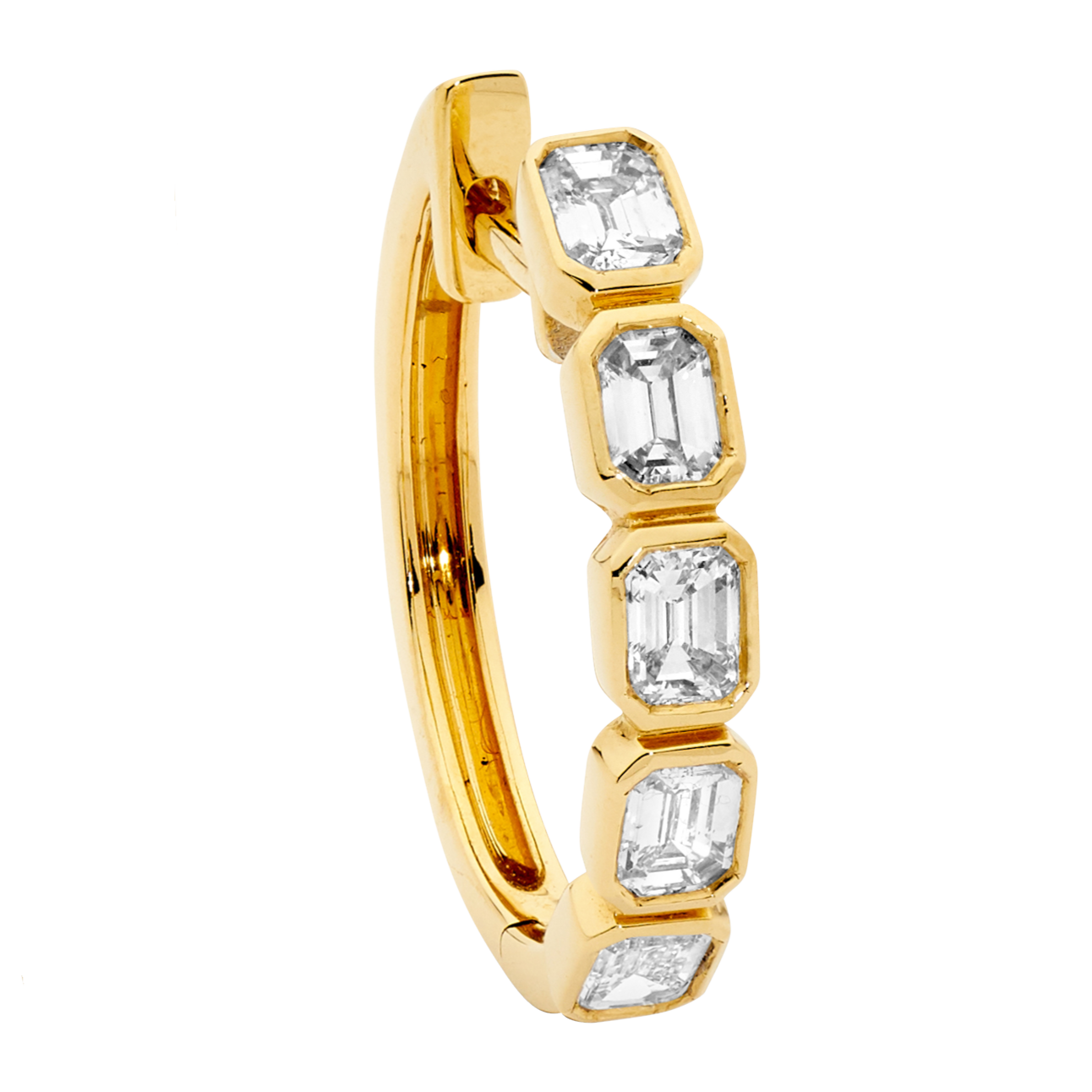 Emerald Cut Small Diamond Hoops