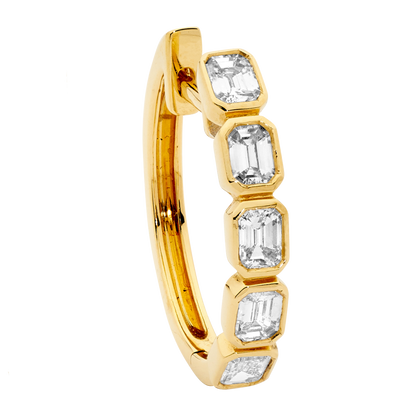 Emerald Cut Small Diamond Hoops