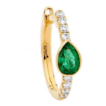 Pear Shape  Emerald Hoop Earrings