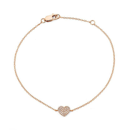 Love Heart Pave Diamond Chain Bracelet