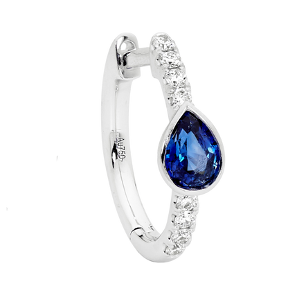Pear Shape Sapphire Hoop Earrings