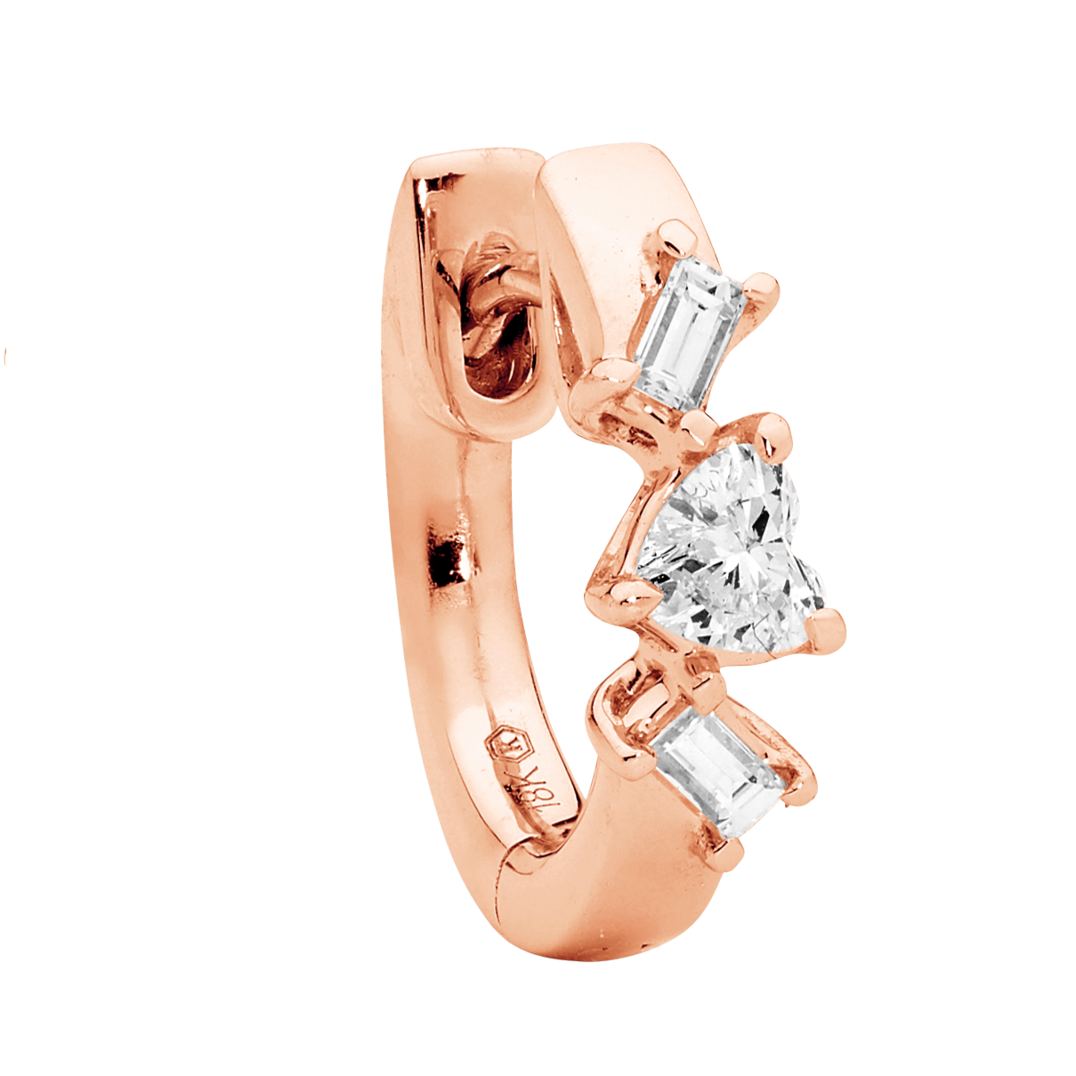 Small Baguette and Heart Shaped Hoops