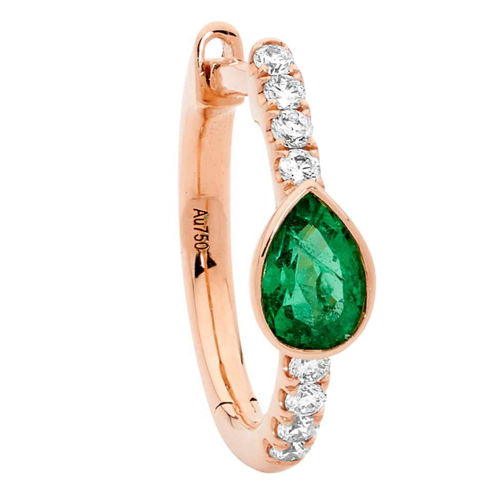 Pear Shape  Emerald Hoop Earrings