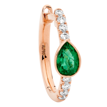 Pear Shape  Emerald Hoop Earrings