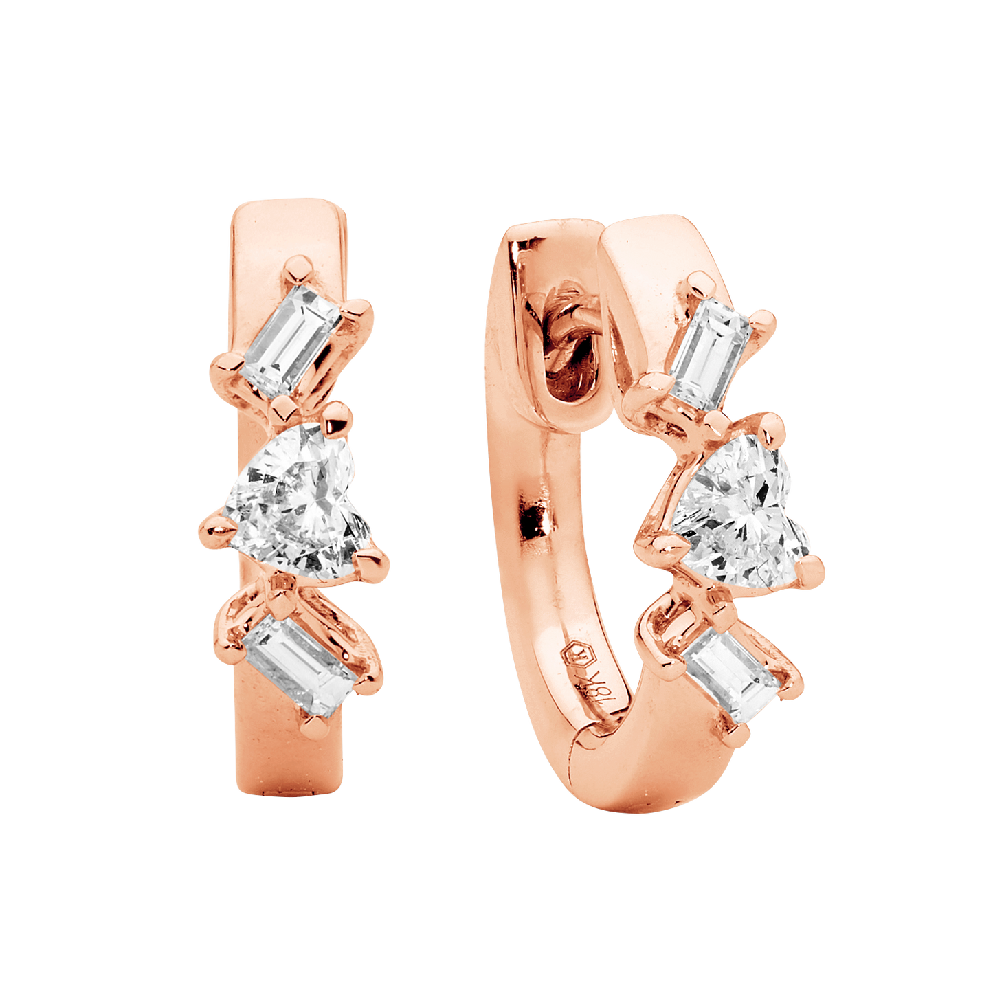 Small Baguette and Heart Shaped Hoops