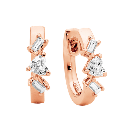 Small Baguette and Heart Shaped Hoops