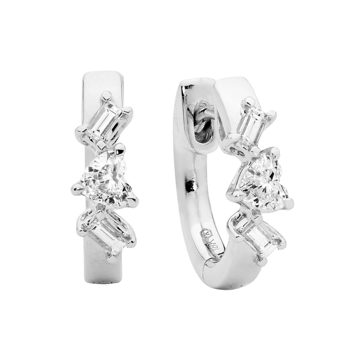 Small Baguette and Heart Shaped Hoops