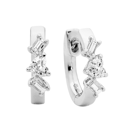 Small Baguette and Heart Shaped Hoops