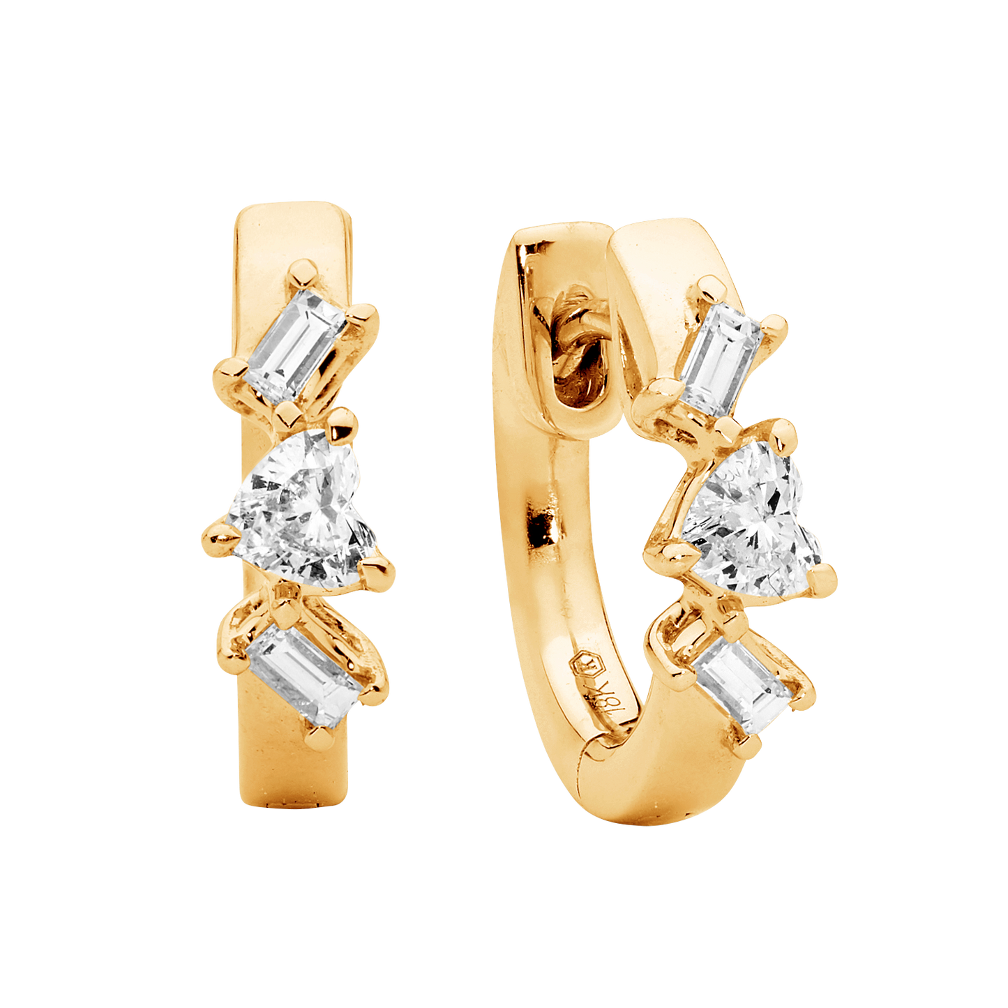 Small Baguette and Heart Shaped Hoops