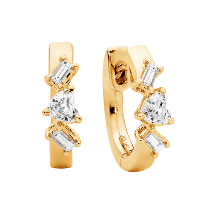 Small Baguette and Heart Shaped Hoops