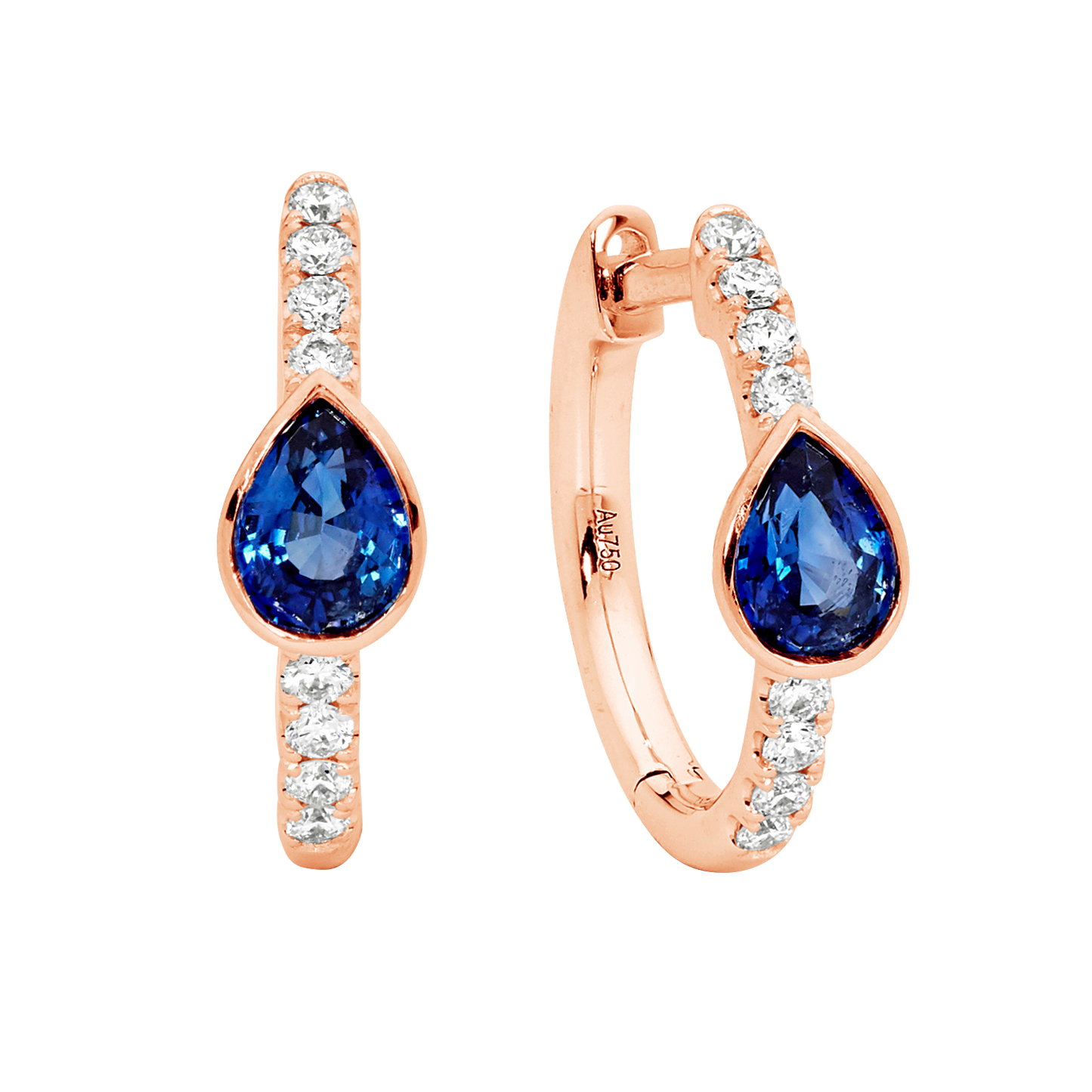 Pear Shape Sapphire Hoop Earrings