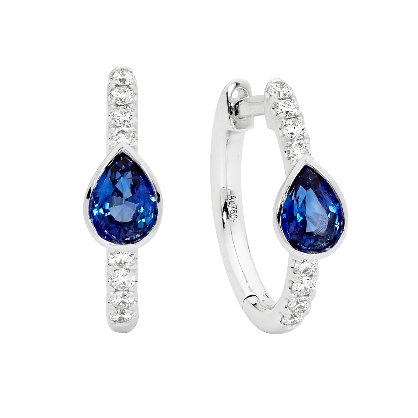 Pear Shape Sapphire Hoop Earrings