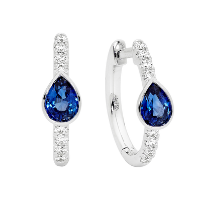 Pear Shape Sapphire Hoop Earrings