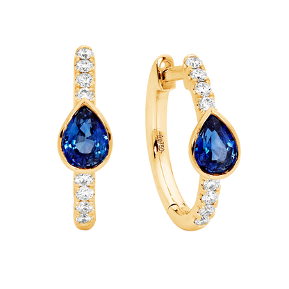 Pear Shape Sapphire Hoop Earrings