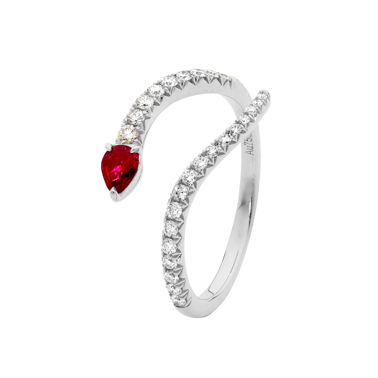 Pear Shape Ruby & Diamond Ring